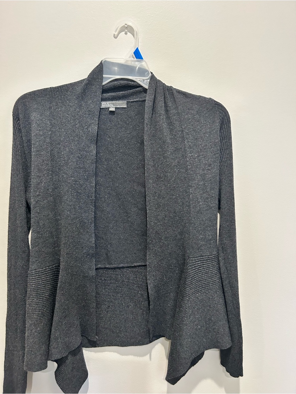 89th & Madison Dark Gray Open-Front Draped Cardigan